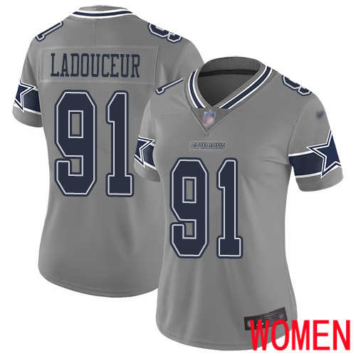 Women Dallas Cowboys Limited Gray L. P. Ladouceur 91 Inverted Legend NFL Jersey